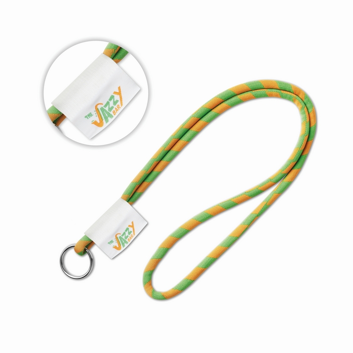 Lanyard de cordón 2 tonos con etiqueta tejida